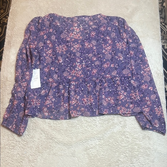 NWT Elegant Floral Lace-Up Blouse in Purple Wild Skye XL - Picture 11 of 11